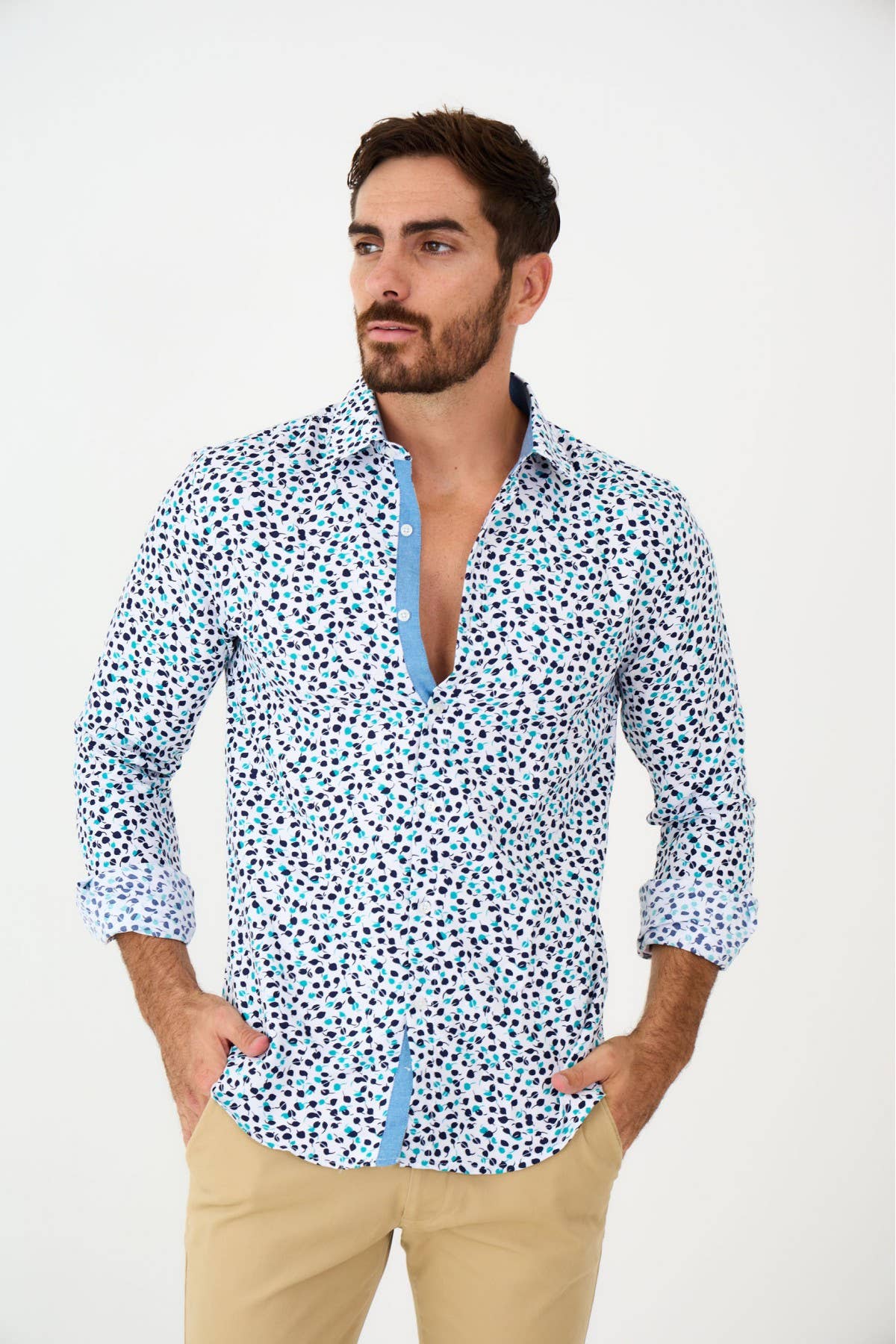 Yves Enzo - Wholesale Button Down Shirt - Men's - SLIM5045-04 Slim Shirt with Pattern1