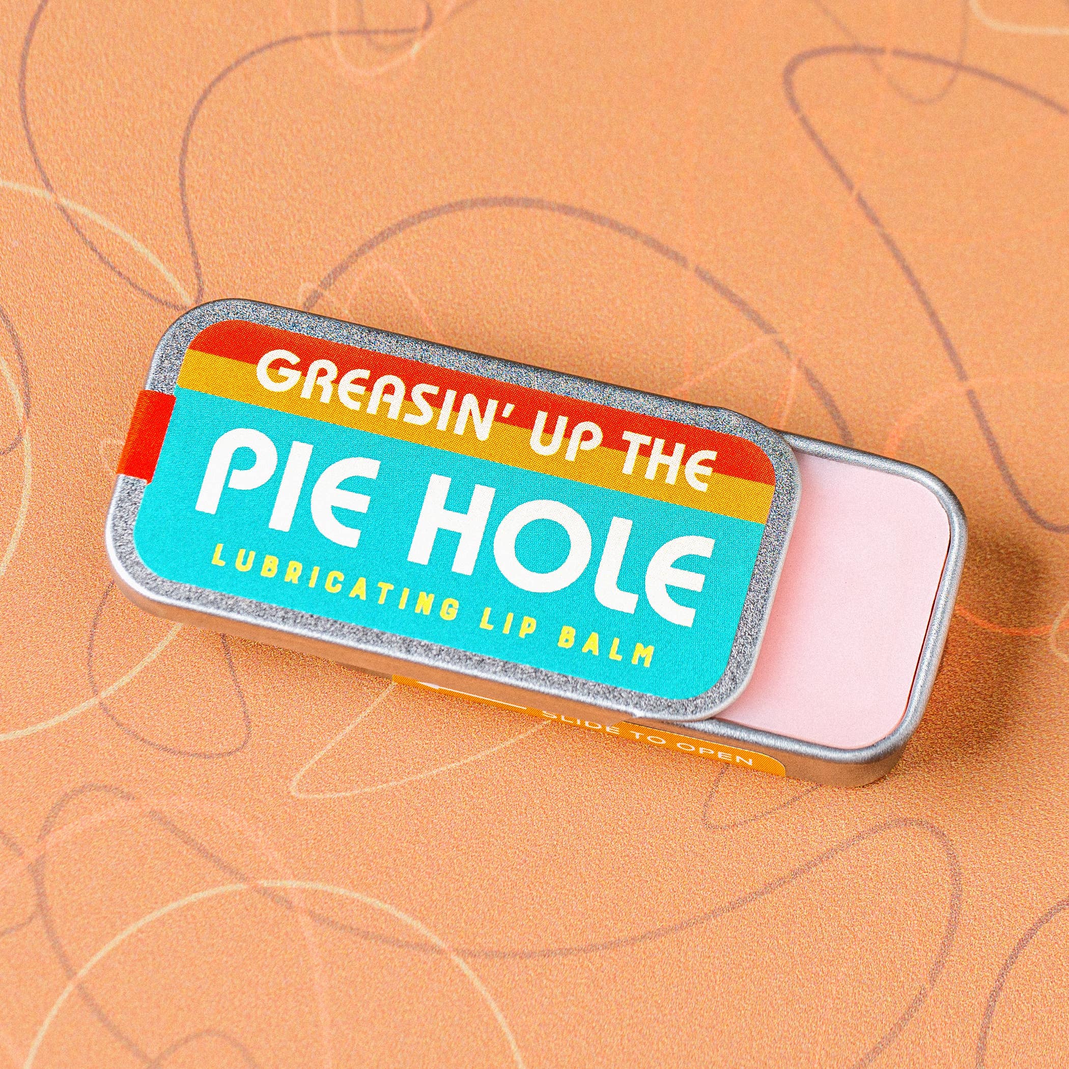 Whiskey River Soap Co. - Wholesale Lip Balm - Greasin' Up the Pie Hole Lip Balm | Funny Old School Tin