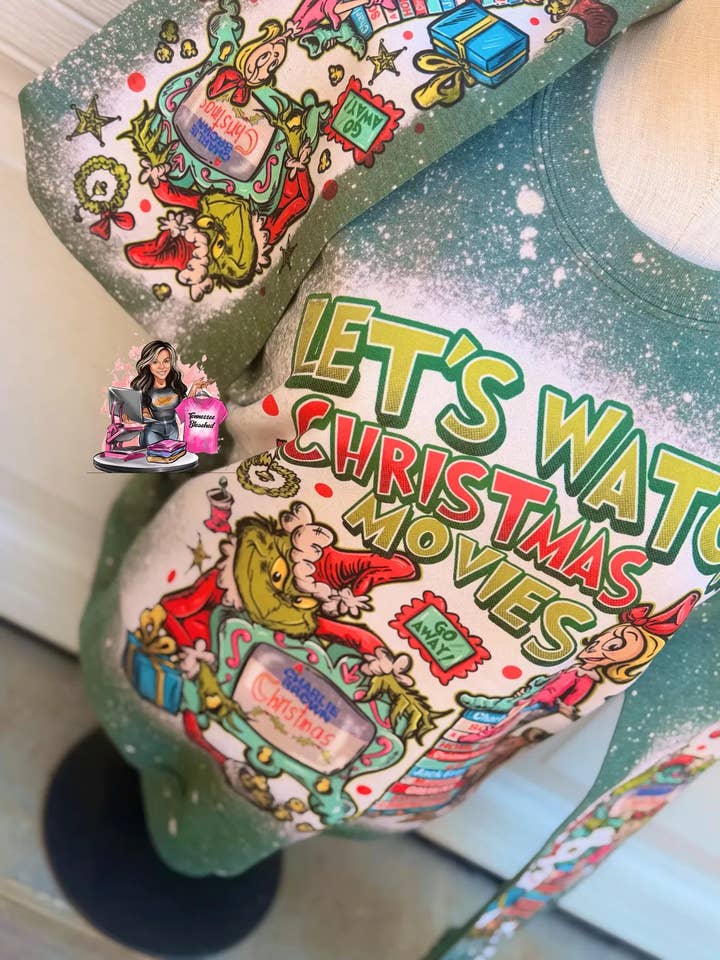 Tennessee Bleached - Wholesale Graphic Sweatshirt - Women's - Grinch | Christmas Movies | Bleached Sweatshirt2