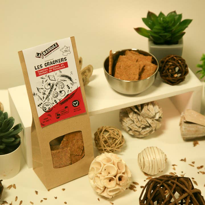 Crackers aux Drêches - Tomates et herbes 60g pour la vente par Biscuiterie La Bascule