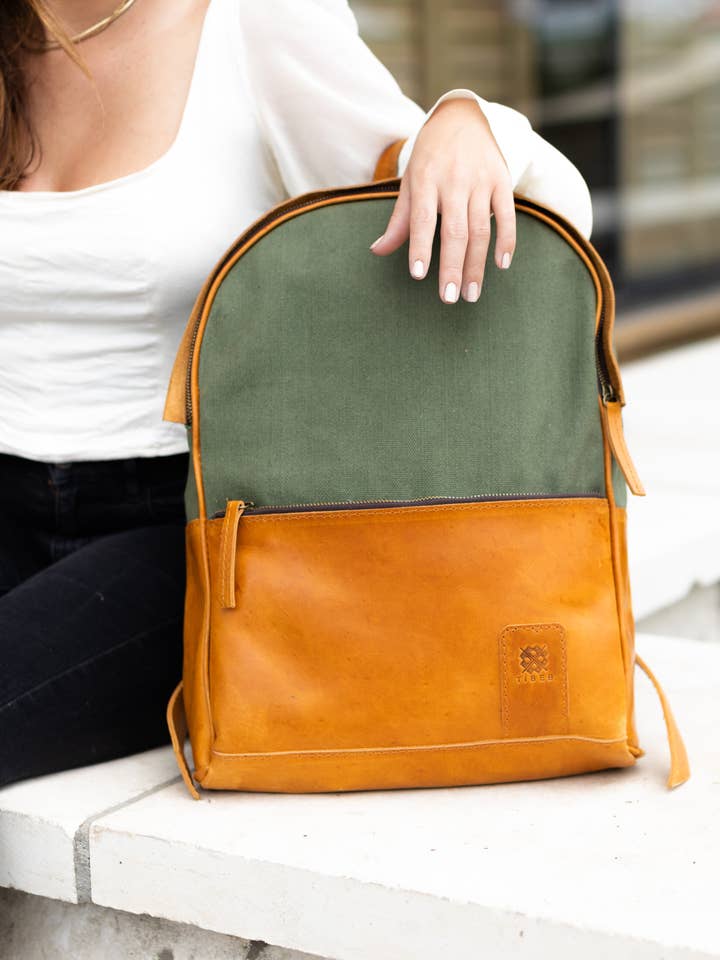 Sarbet Leather + Canvas Backpack for wholesale by Tibeb Leather Works