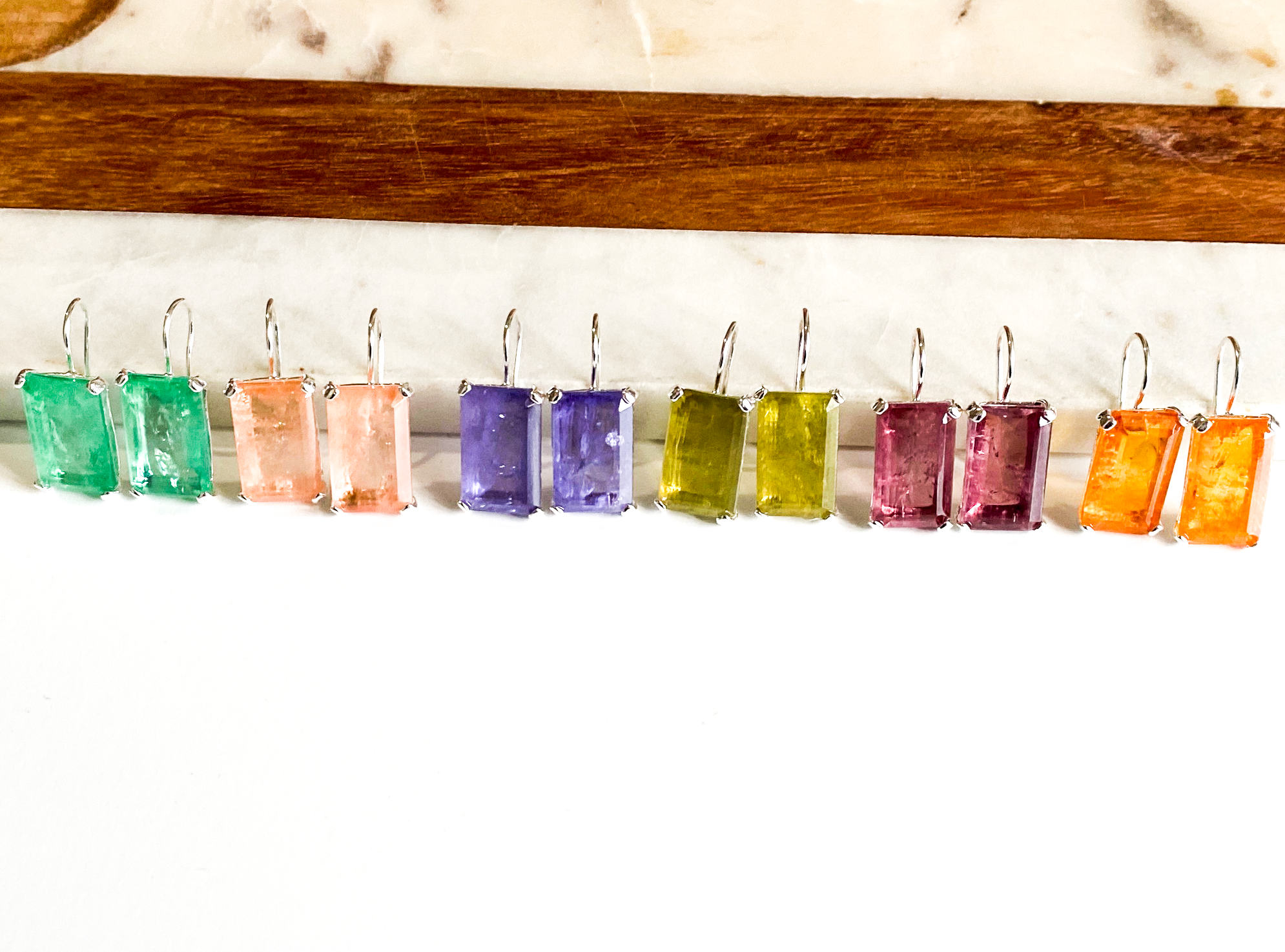 Natnat Creations - Vente Boucles d'oreilles pendantes - BOUCLES D'OREILLES SHADOW ~ Quartz pêche ~ Argent sterling 2