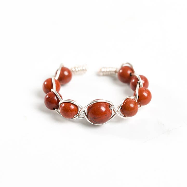 Mio Queena - Wholesale Cocktail/Statement Ring - Copper Wire Hand-woven Natural Stone Adjustable Ring13