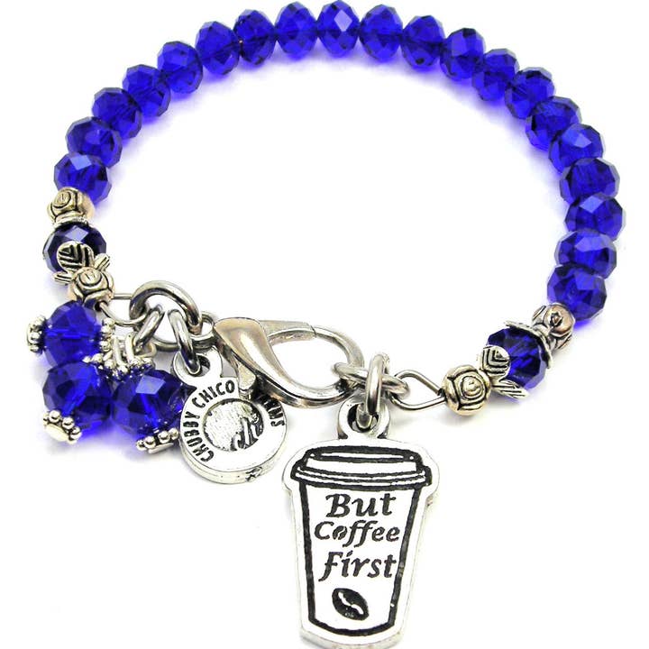 But Coffee First Splash Of Color Crystal Bracelet for wholesale by Chubby Chico Charms