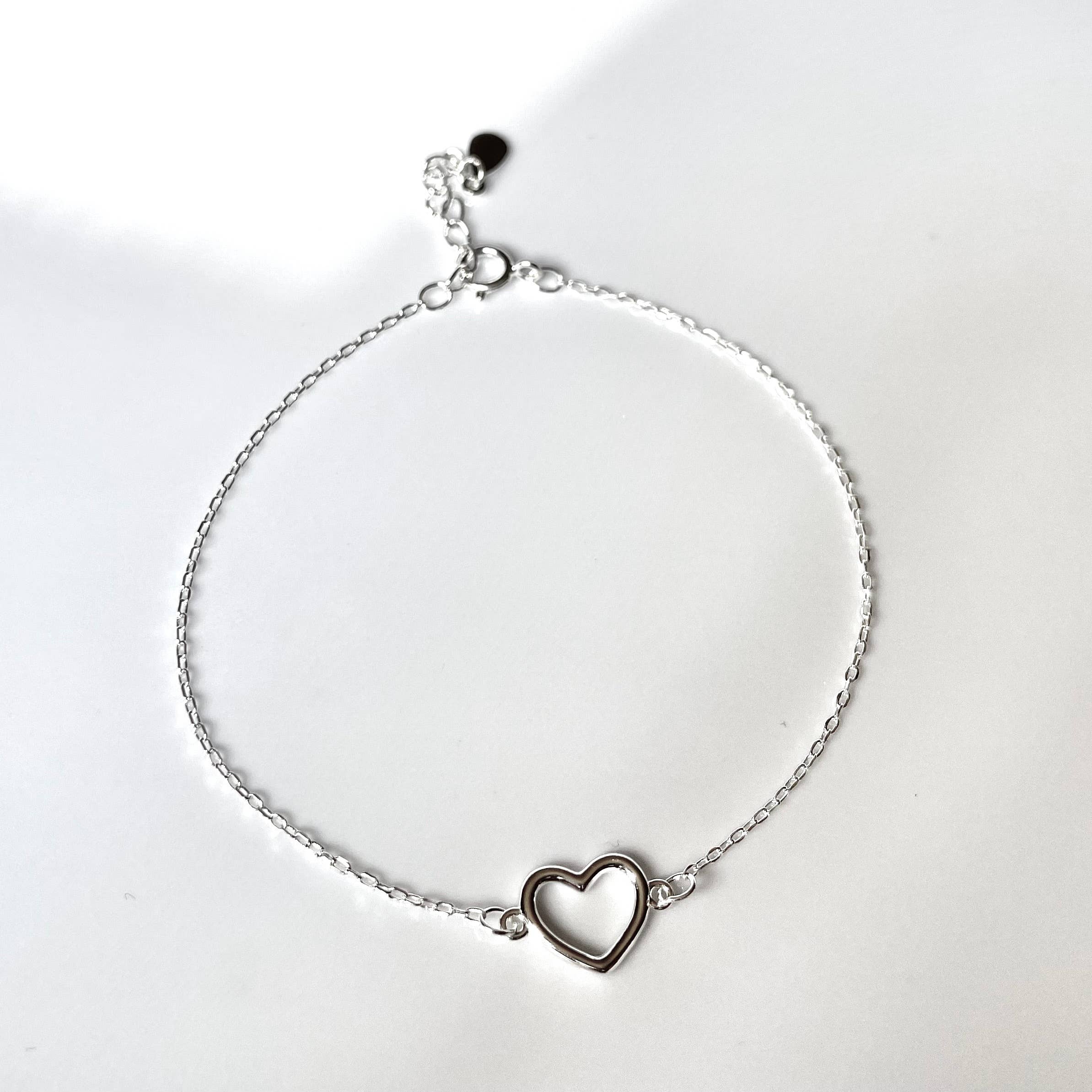 Blueyejewelry - Wholesale Charm/Dangle Bracelet - 925 Silver Heart Bracelet - Dainty Heart Charm Bracelet 4