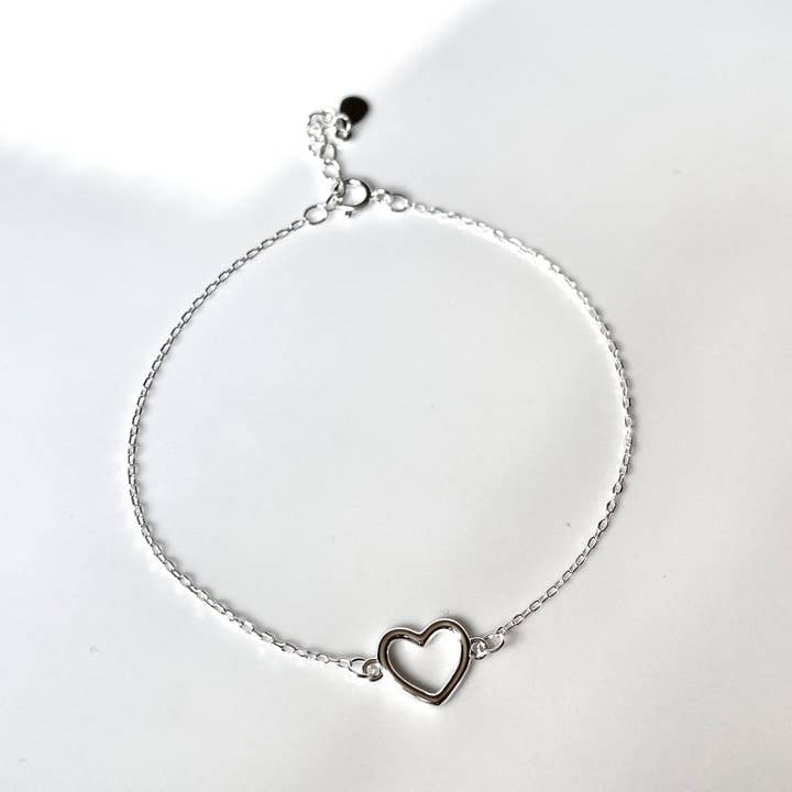Blueyejewelry - Wholesale Charm/Dangle Bracelet - 925 Silver Heart Bracelet - Dainty Heart Charm Bracelet 4