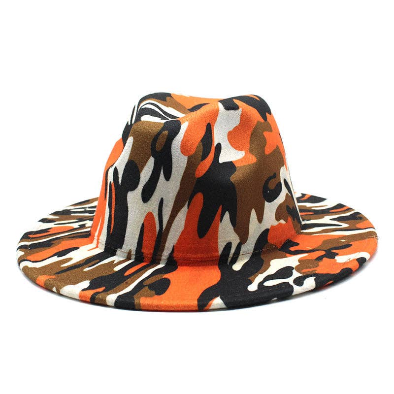 Ole - Wholesale Fedora - Women's - Camo Printed Wide Brim Fedora Hat C04501