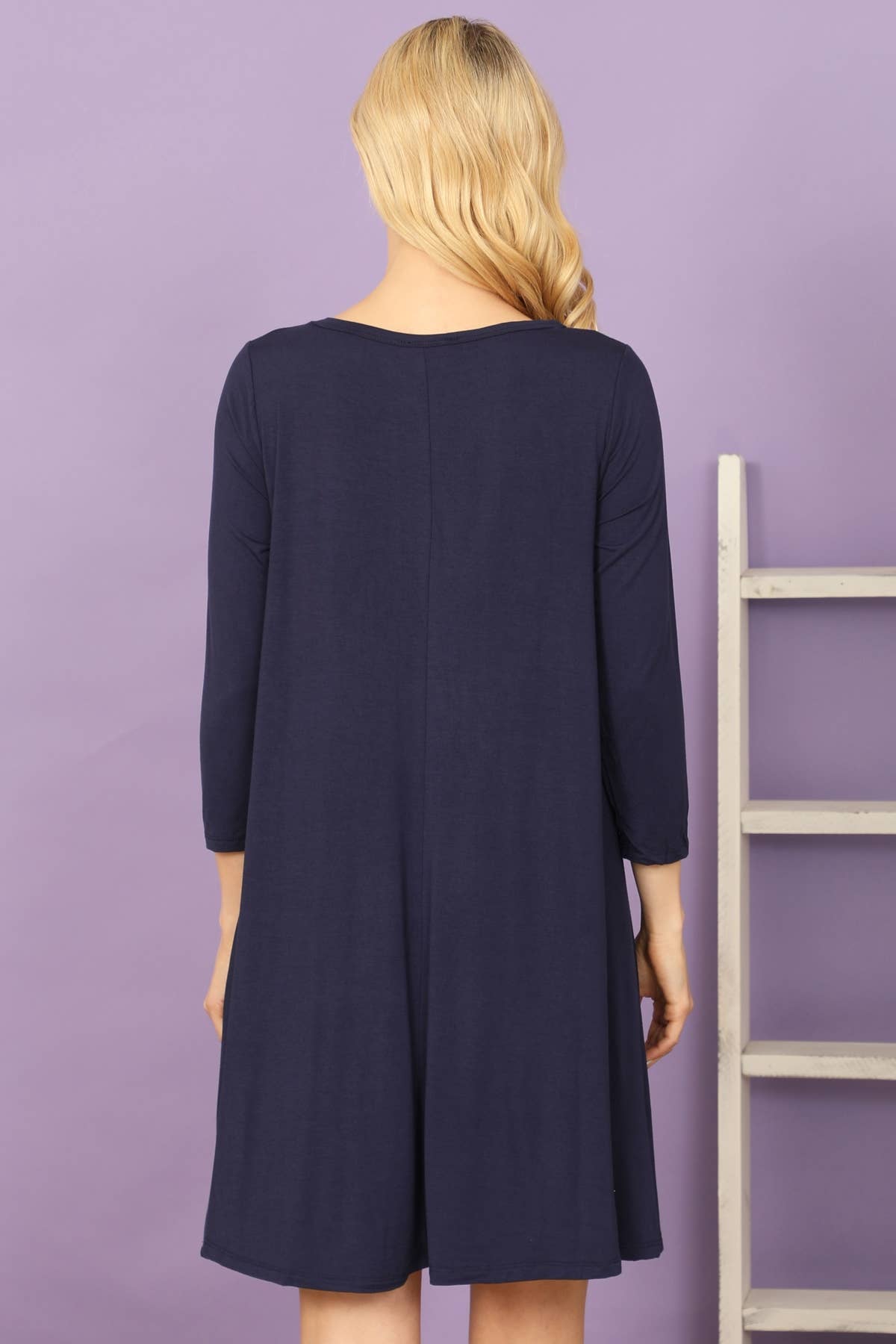 MYS Wholesale Inc - Vente Robe – femme - Robe unie à encolure bateau et manches quarts avec poches latérales14