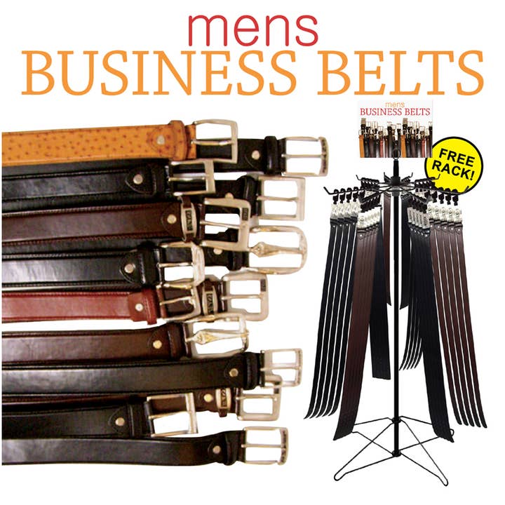 Deluxe Import Trading - Wholesale Retailer Display - Accessories - 72pc Mens Leather Business Belt Display