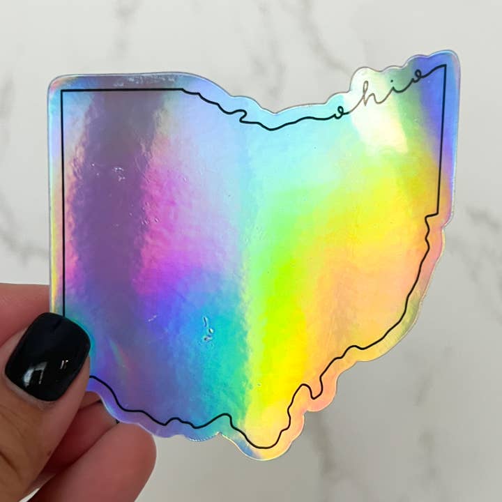 Ohio Holographic Sticker for wholesale by Megan Hall Creative