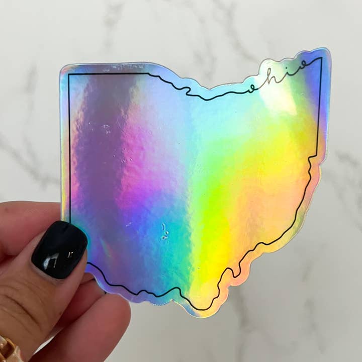 Autocollant holographique Ohio pour la vente par Megan Hall Creative