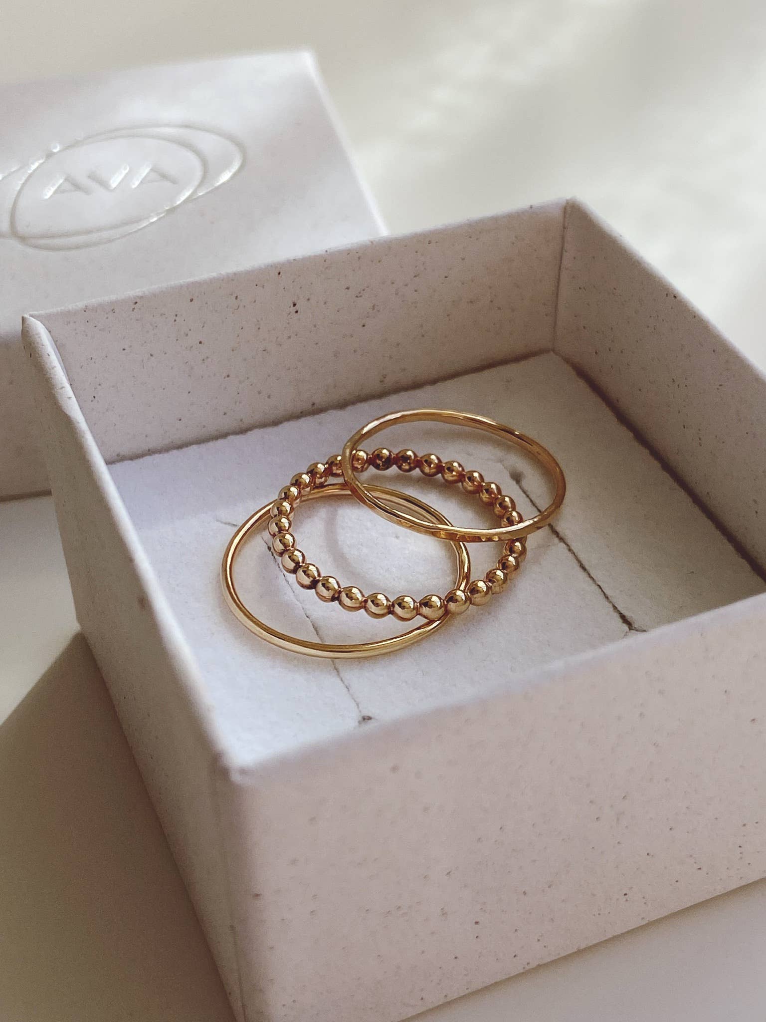 AVA Handmade Jewelry - Wholesale Band/Stacked Ring - Stacking 3 rings set, stackable, beaded, hammered ,thin8