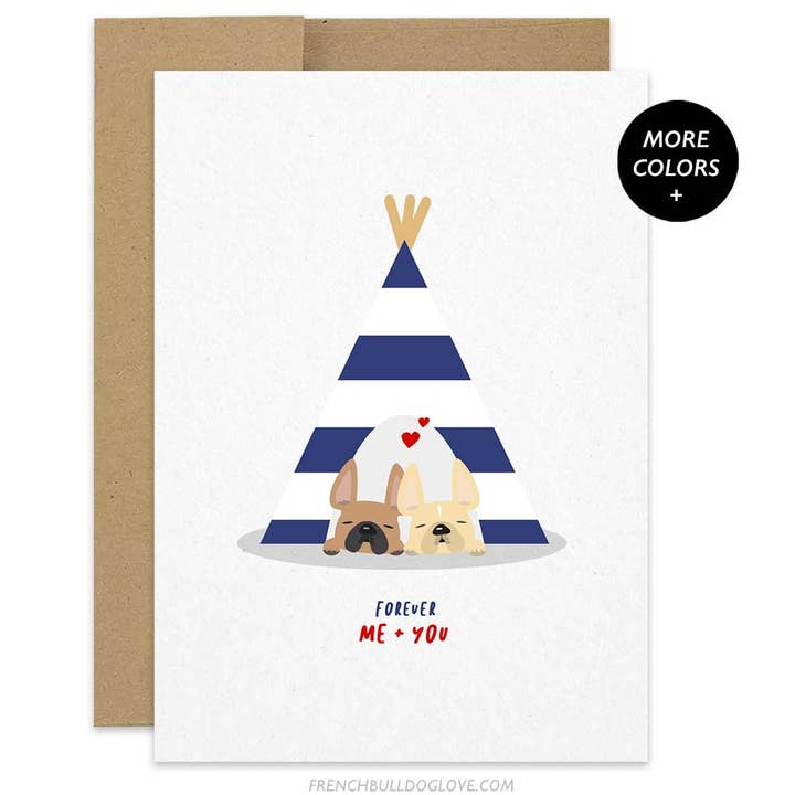French Bulldog Love – Großhandel Liebeskarte – Teepee Love Grußkarte mit französischer Bulldogge