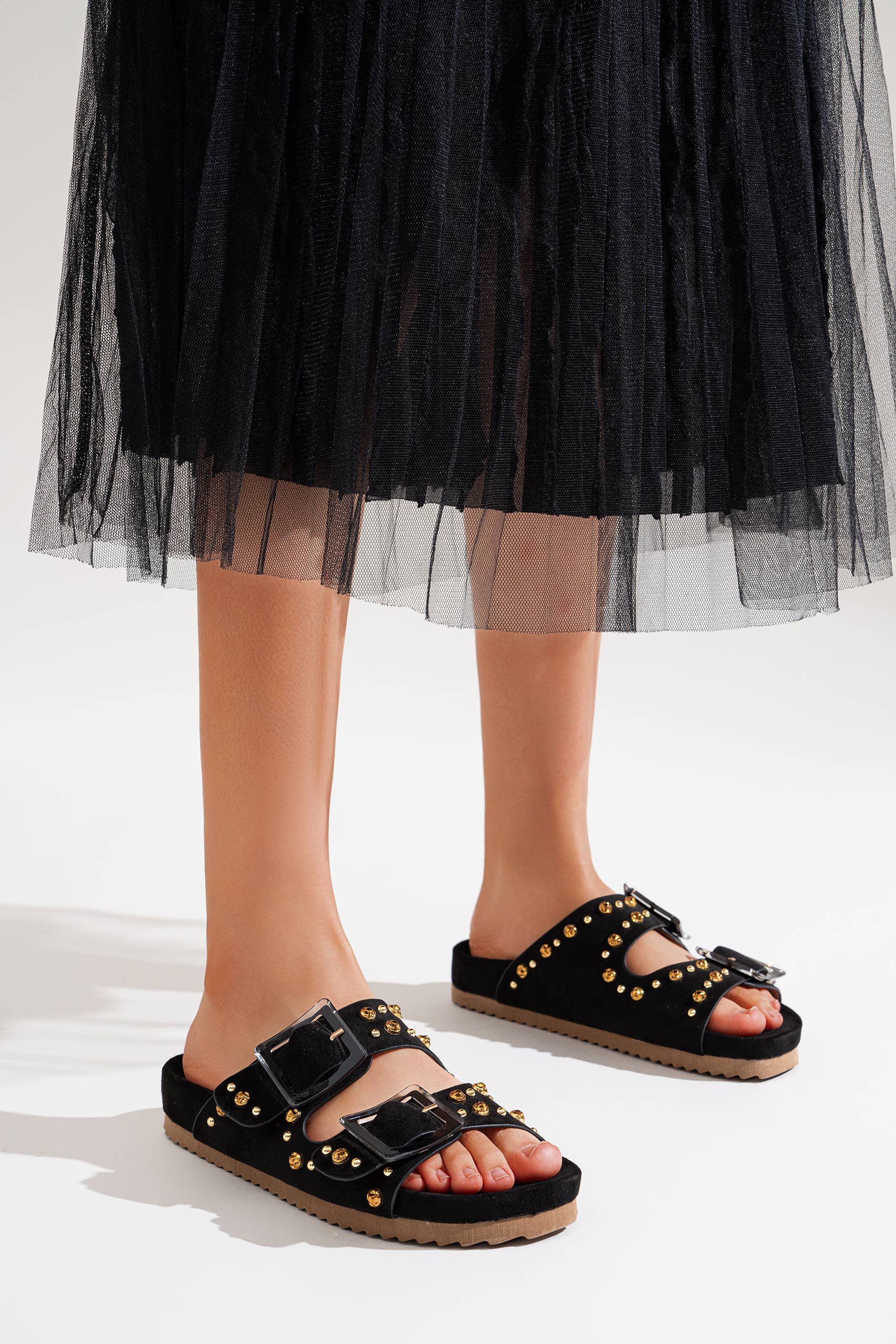 CEREZA - Wholesale Flats - Women's - Double-strap Sandals with Studs2