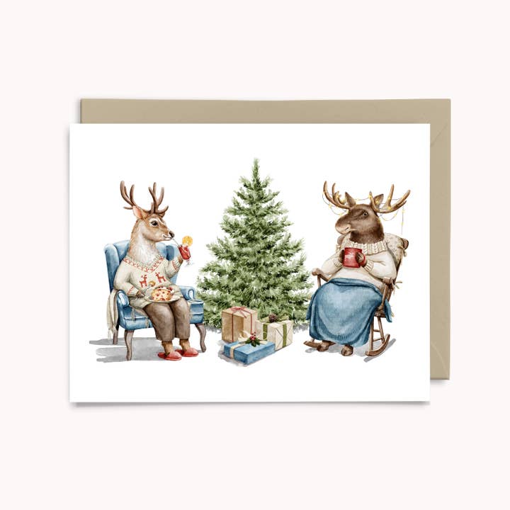 Cartão de Natal de veados e alces por atacado de Paper Swan & Co.