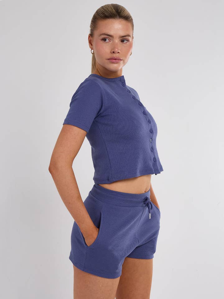 AX Labels - Wholesale Lounge Set - Women's - Ribbed Button Through Short Sleeve Top and Shorts Co-ord53