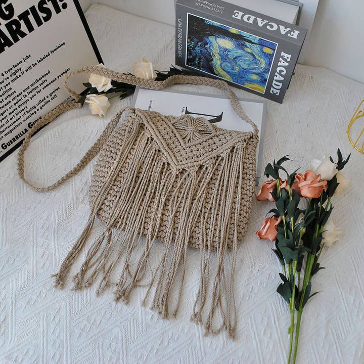 EmberLoom - Wholesale Crossbody Bag - Women's - Elegant Macramé Fringe Crossbody Bag4