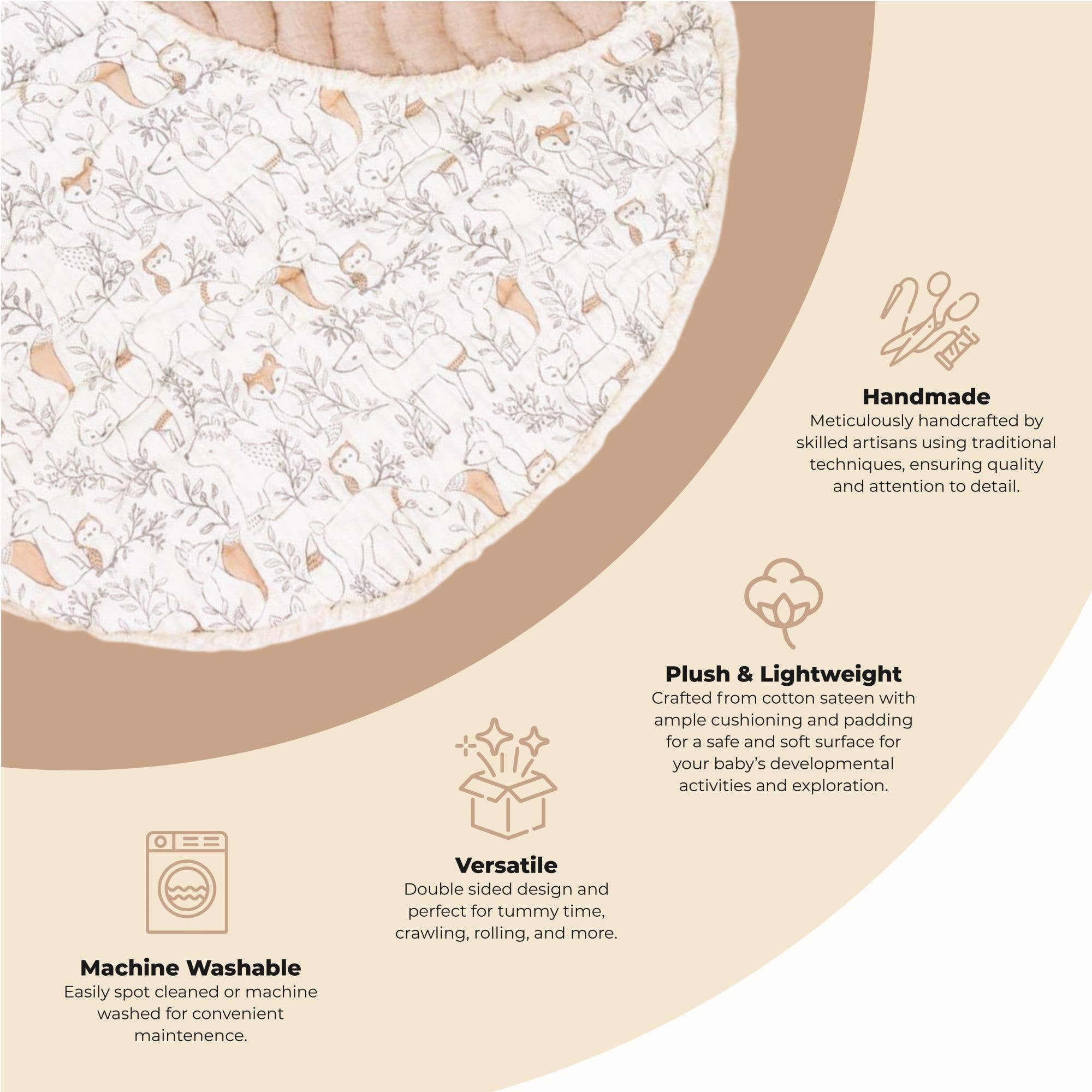 Crane Baby - Wholesale Play Mat - Kids & Baby - Ezra Quilted Playmat (Woodland)1