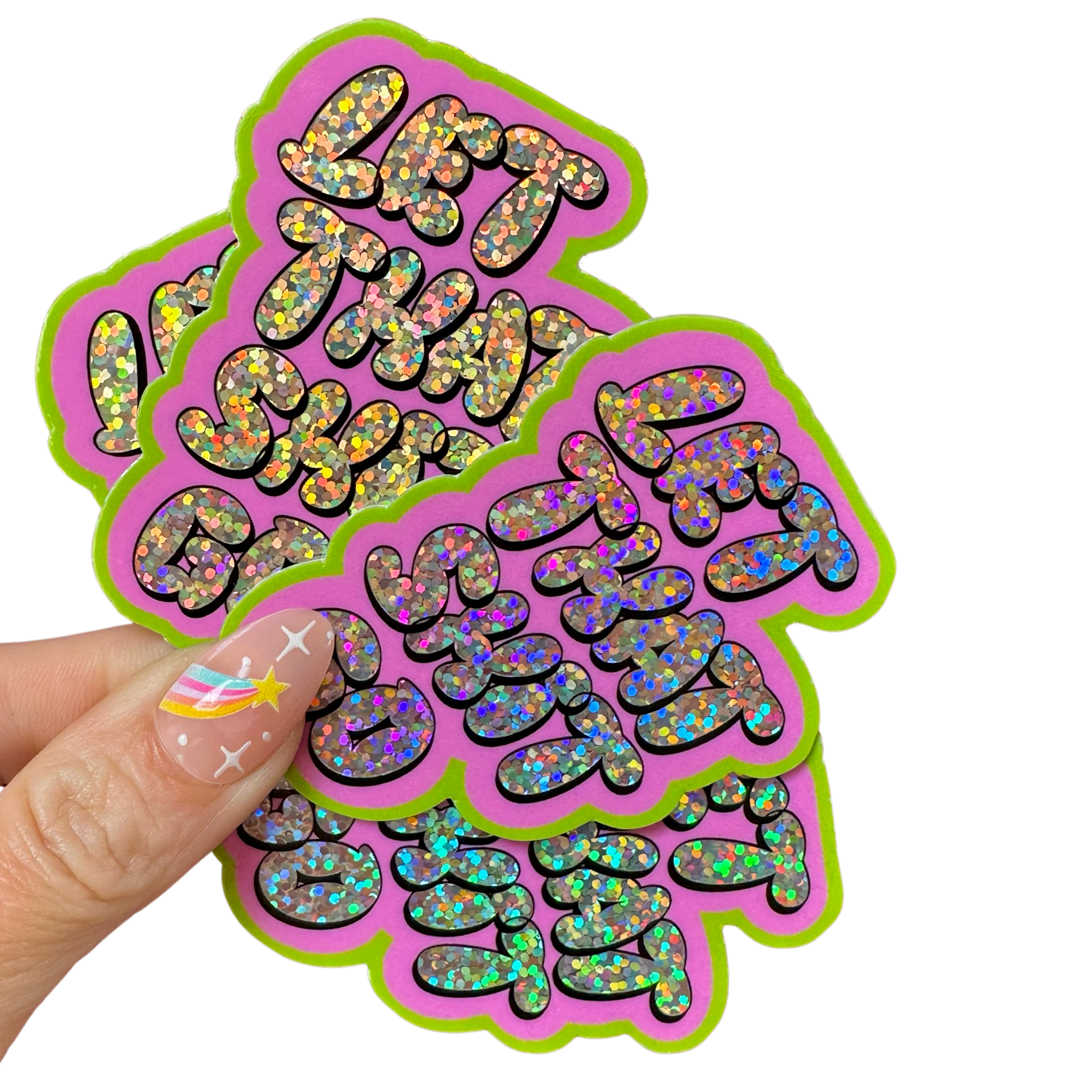 Charley Taylor Art - Wholesale Sticker - Let That Shit Go Y2K glittersticker3