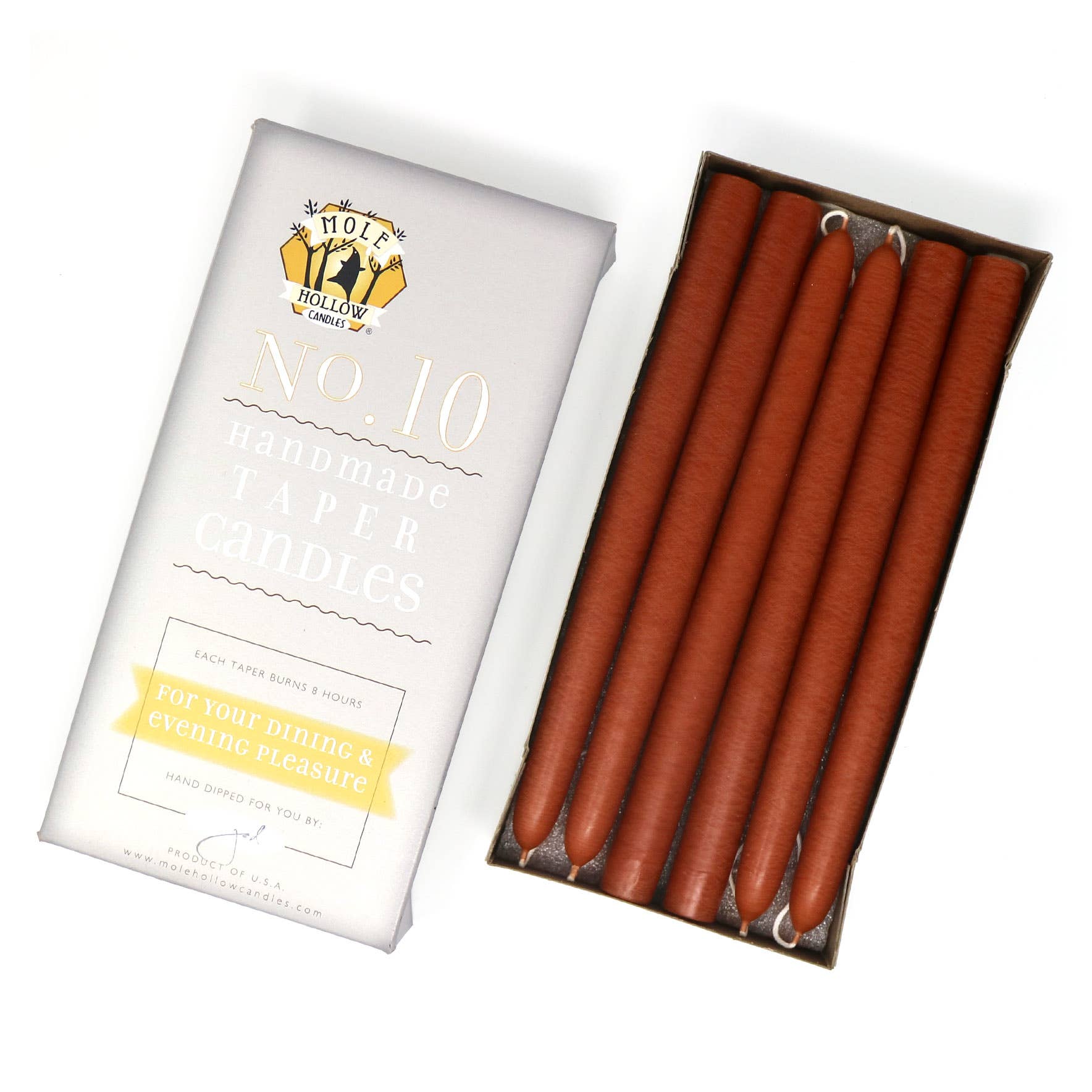 Mole Hollow Candles - Vente Bougies/bougeoirs coniques - Bougies effilées non parfumées trempées à la main de 10" - 39 couleurs fabriquées aux États-Unis19