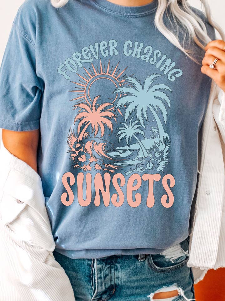 Kissed Apparel - Wholesale Screen Printed T-Shirt - Kids - Forever Chasing Sunsets Beach Comfort Colors Tee4