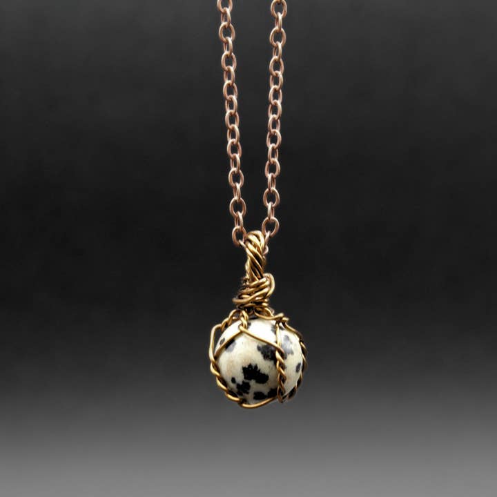 Dalmation Jasper Sphere Necklace for wholesale by Born to Roam Trading Post