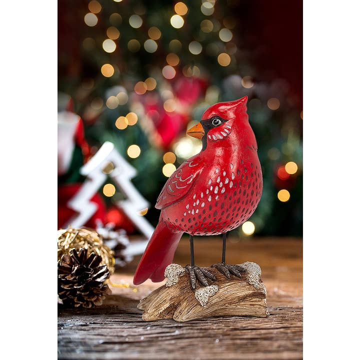 Abbott - Wholesale Decorative Figurine - Standing Cardinal On Log-8.5"H