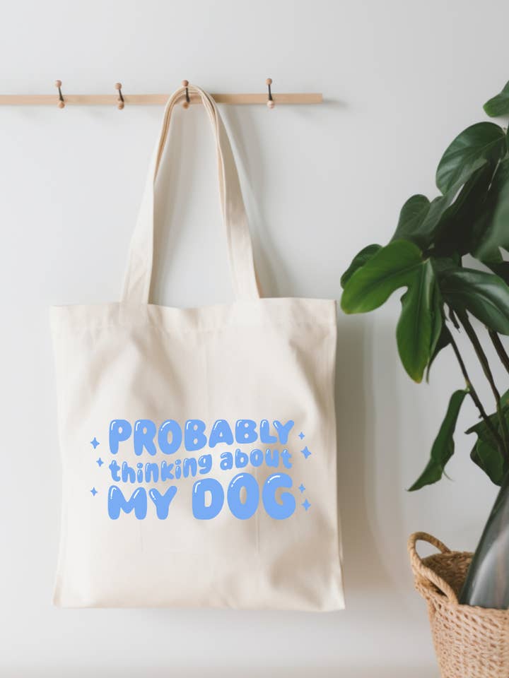 Probably Thinking About My Dog Canvas Tote Bag for wholesale by EnchantingSunshine