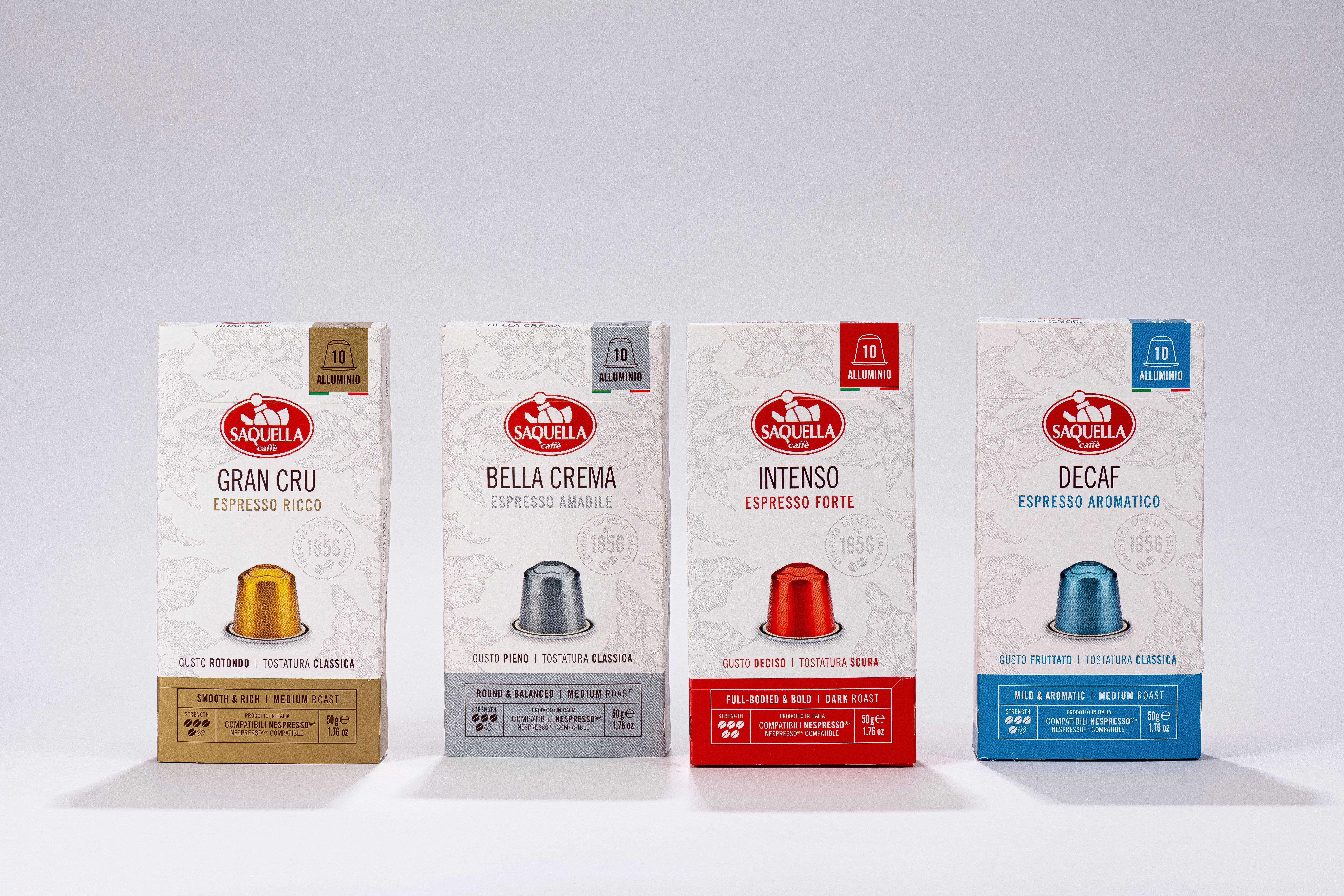 Saquella 1856 SRL – Großhandel Kaffeebohnen – Grand Cru Kapseln, 10 Stück Aluminium, kompatibel mit Nespresso® Maschinen8