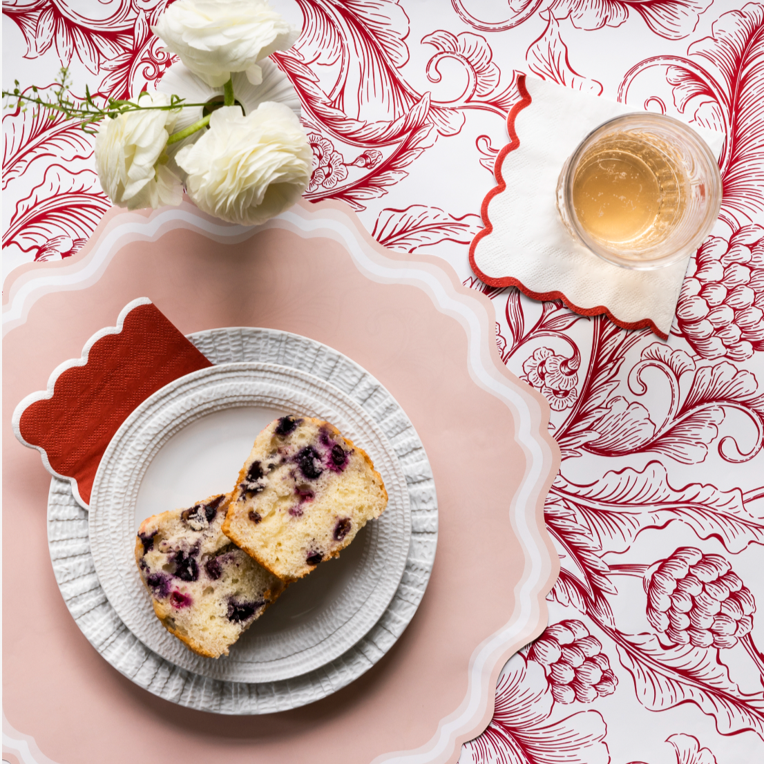 Gatherings by Curated Paperie - Wholesale Disposable Placemat - Pink Fancy Scallop Paper Placemats5