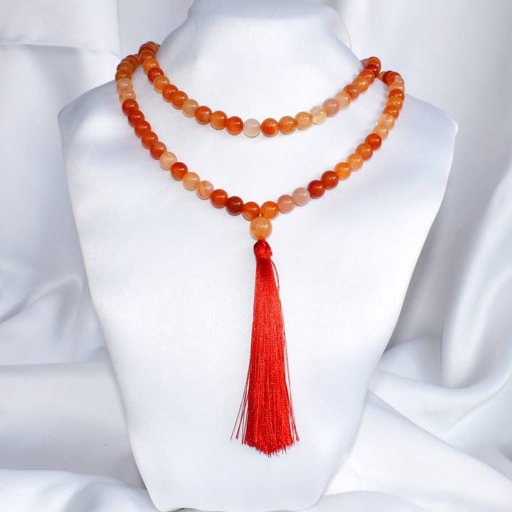 Soothing Crystals - Wholesale Prayer Beads Necklace - Gemstone Mala | Carnelian | 108 Prayer Bead | Jap Mala1