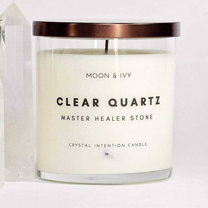Vela de intención de cristal de cuarzo transparente para venta al por mayor de Moon & Ivy