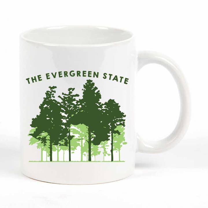 Washington Evergreen State Trees Mug for wholesale by Potluck Press