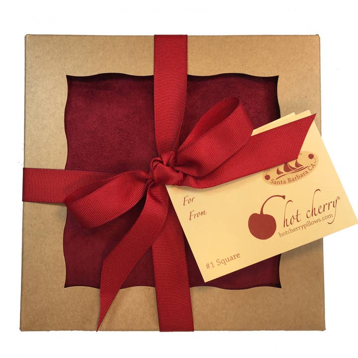 Hot Cherry Square Pillow in Plush Red Ultra-Suede for wholesale by Hot Cherry Pillows