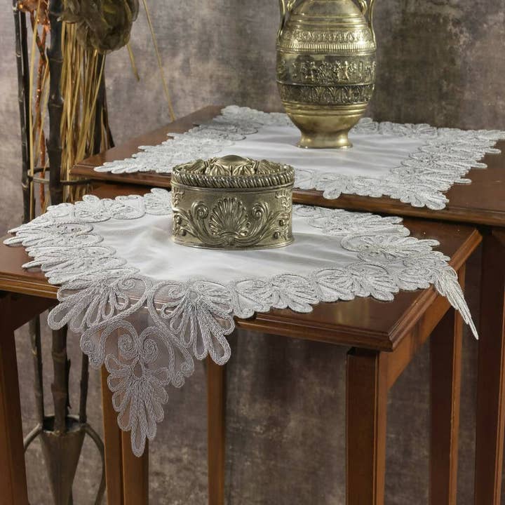 Wear Sierra - Wholesale Dinner & Cloth Napkin - Angel Whisper Napkin Set, Lace & Tulle Napkin Set, Nightstand, Dresser or Mantle Decoration - 2pc Set