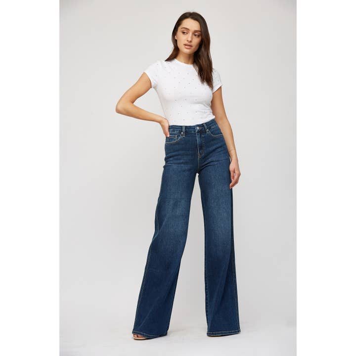INDIGO DYE SUPER HIGH RISE SKATER JEAN for wholesale on Faire