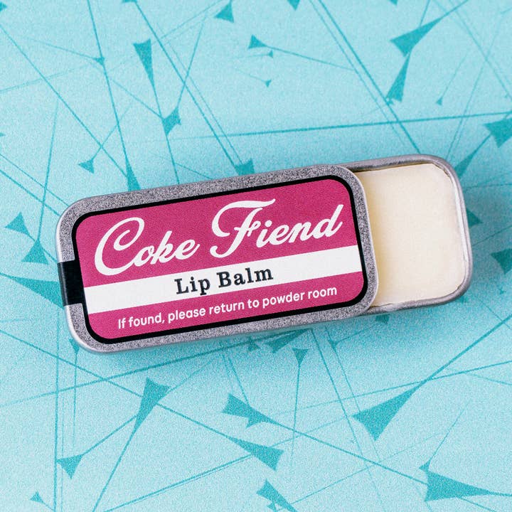 Coke Fiend Lip Balm | Funny Old School Tin for wholesale by Whiskey River Soap Co.