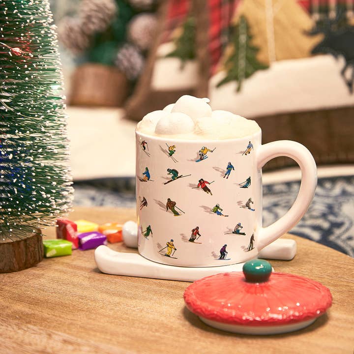 The Wine Savant / Khen Glassware – Caneca por atacado – Caneca de Cerâmica para Esqui com Tampa e Suporte de Esquis da GUTE - Fofa2