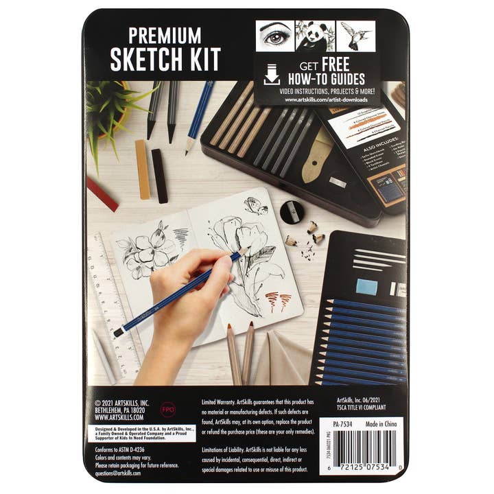 ArtSkills - Wholesale Sketchbook/Sketchpad - Charcoal and Graphite Sketch Kit, 39 Pieces