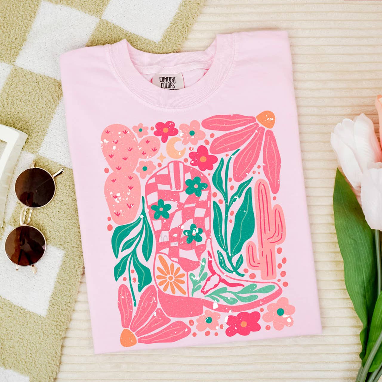 Trendy Transfers - Wholesale Sublimation Transfer - Distressed Boho Floral Cowgirl Boots DTF Heat Transfer0