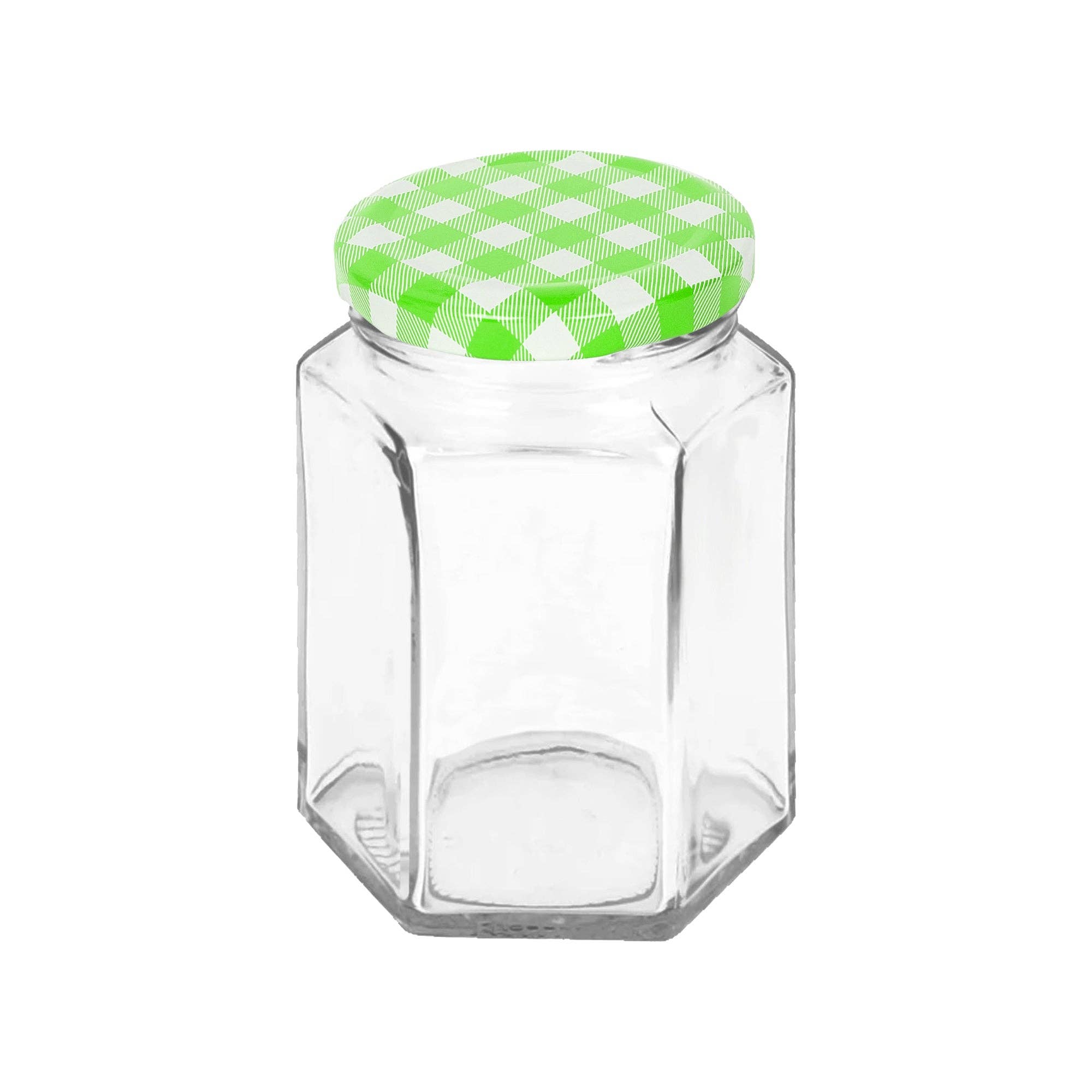 Rinkit Ltd – Jarra por atacado – Frasco de Vidro Hexagonal para Compota com Tampa de 250ml15