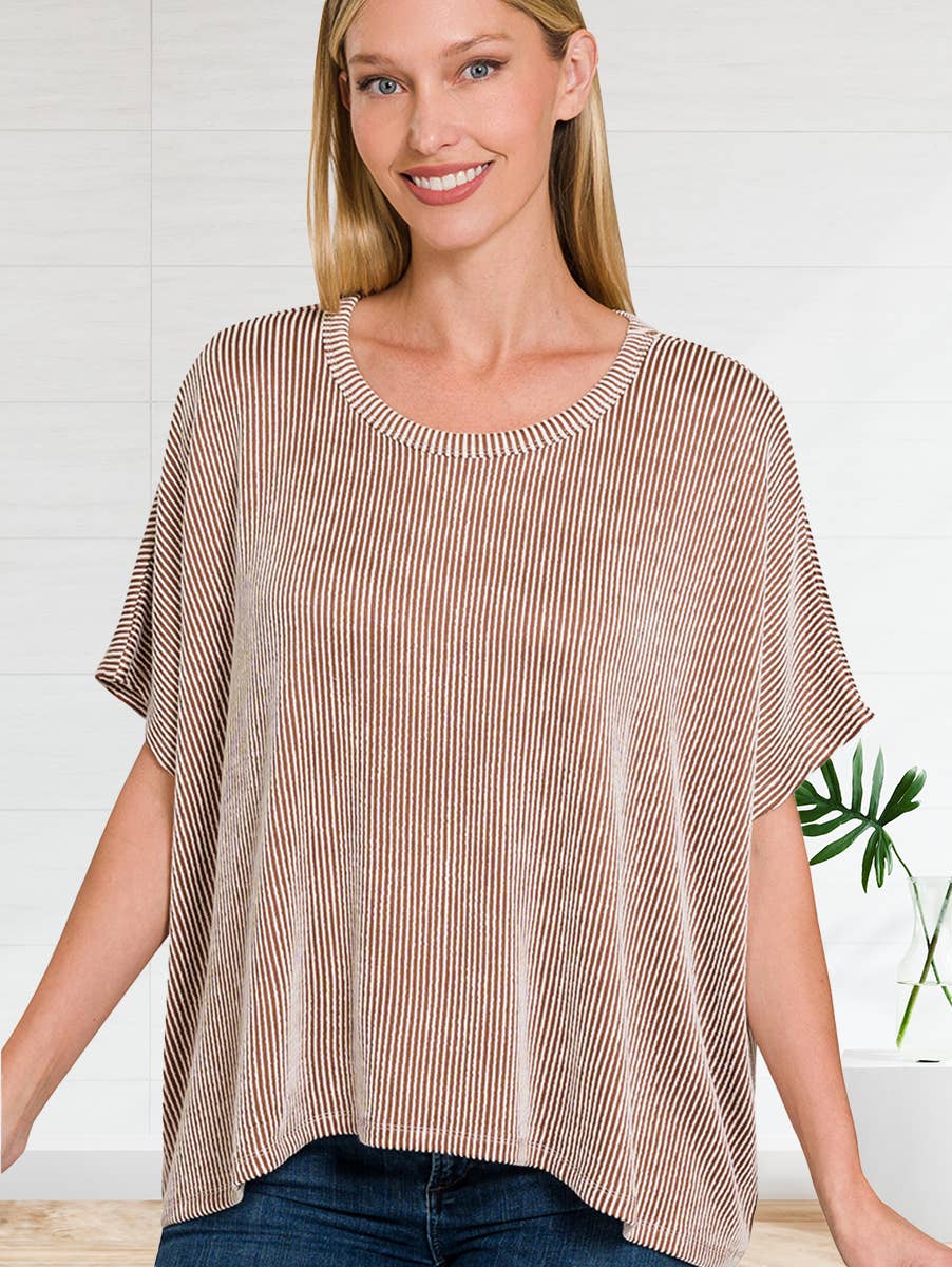 42POPS - Wholesale Knit Top - Women's - `.Cord Rib Pin-striped Oversized Top4