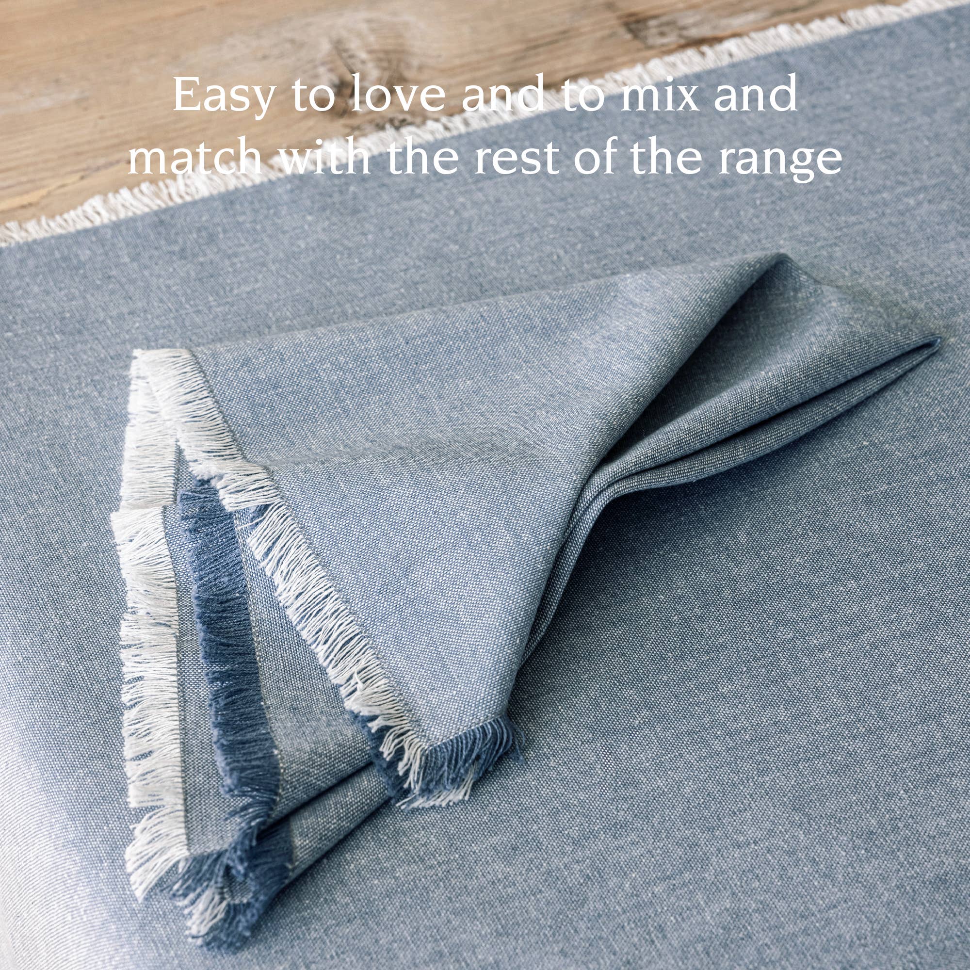 over&back - Wholesale Dinner & Cloth Napkin - Frayed Chambray Napkins – Set of 42