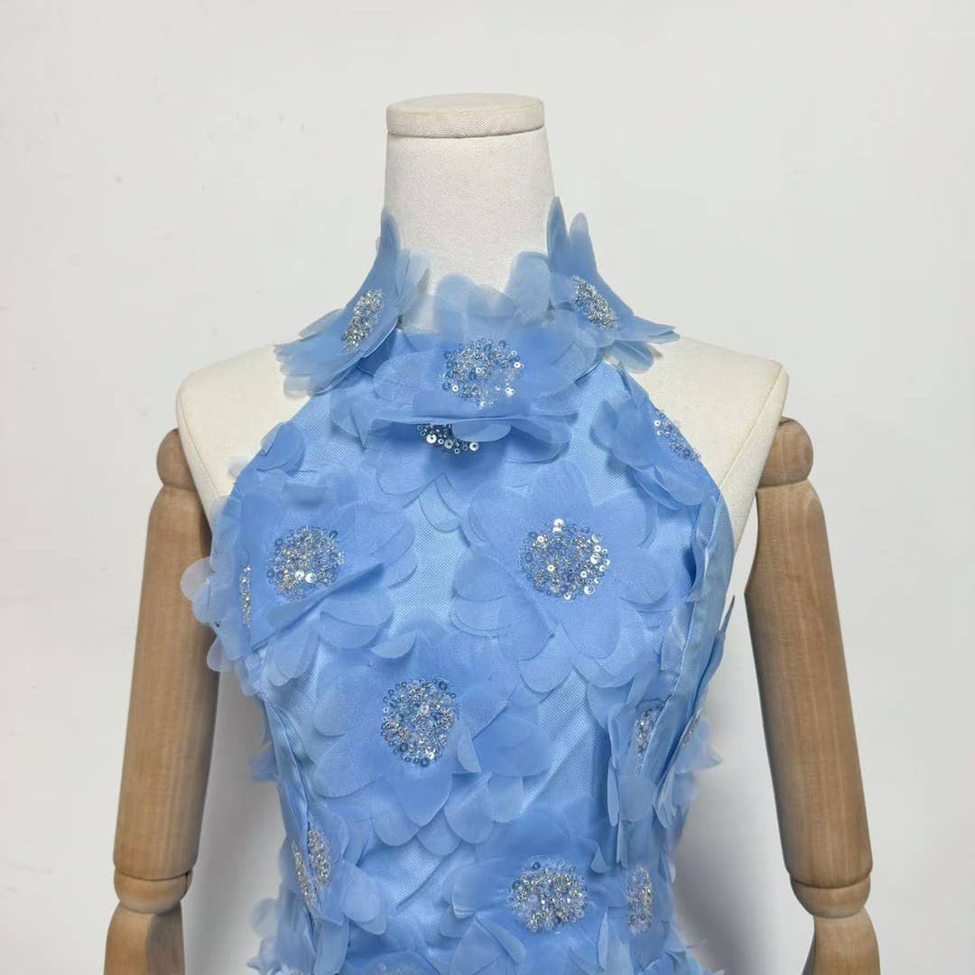 Productseeker - Wholesale Dress - Women's - DR751Y Halter Neck Sequin 3D Floral Backless Mini Dress20