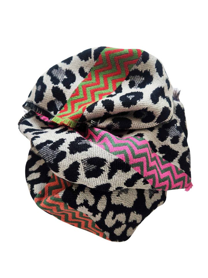 LEOPARD ZIG ZAG SCARF for wholesale by Salisa Scarves