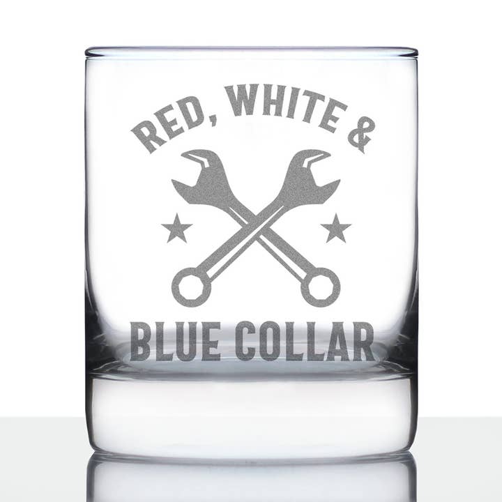 Red White & Blue Collar Gifts - Whiskey Rocks Glass for wholesale by bevvee
