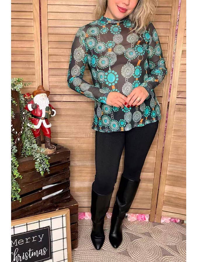 luluclothes - Wholesale Blouse - Women's - Western jewels printed sheer women shirts XCH165645