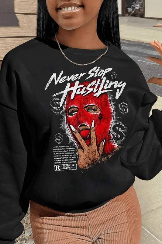 BLACK graphic casual sweatshirt for wholesale on Faire