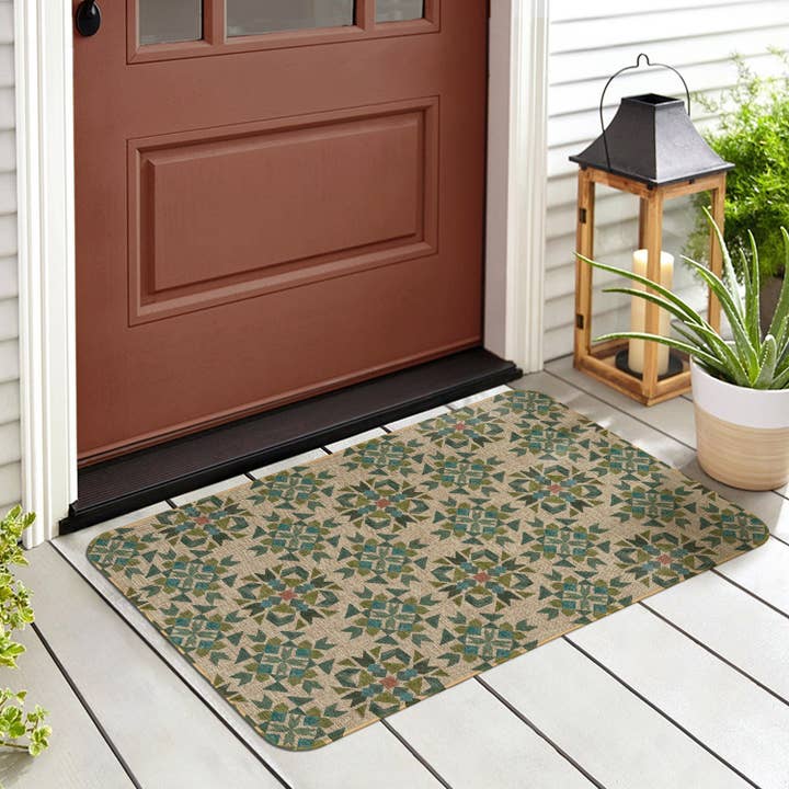 Cotton Bouquet Indoor/Outdoor Natural Linen Look Floor Mat for wholesale by Conimar Promotions