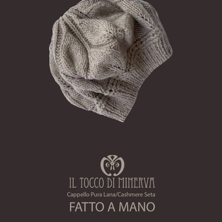 Taupe women's hat in cashmere wool and silk Selena - Handmade for wholesale by Il Tocco di Minerva